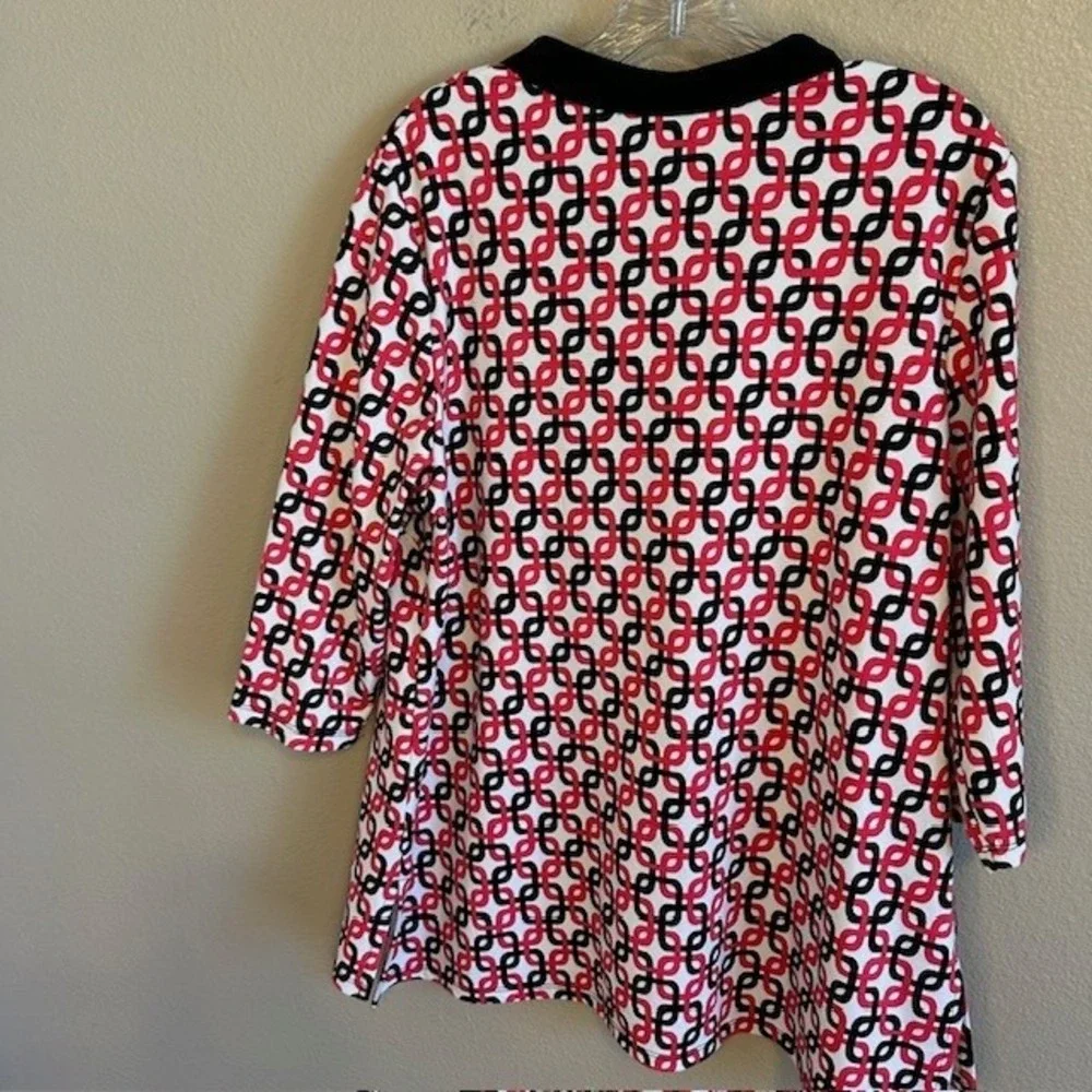 Jules & Leopold Multicolor Geometric Print V-Neck 3/4 Sleeve Tunic Blouse 1X - Picture 6 of 6